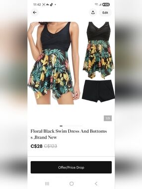 2 Piece Swimsuit Dress And Shorts